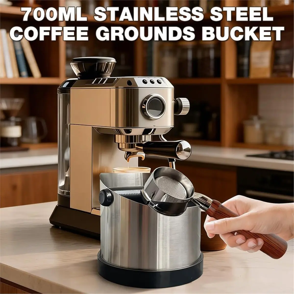 Industrial Tools Coffee Grounds Knock Box 700ML Stainless Steel Coffee Knock Box Espresso Knock Box Coffee Puck Bin for Coffee G