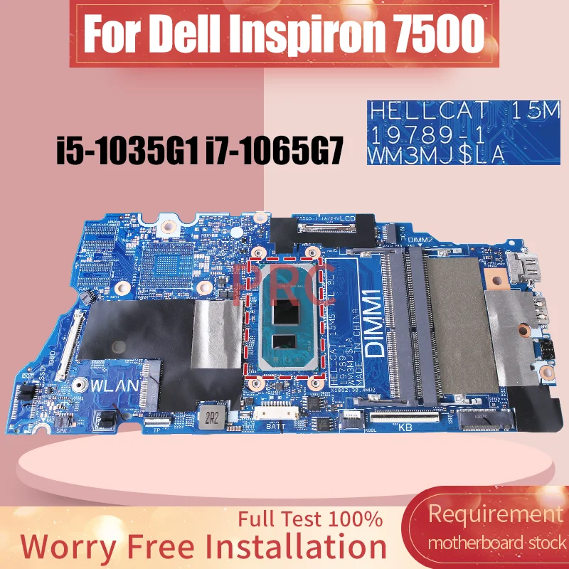 19789-1 para la placa base del ordenador portátil Dell Inspiron 7500 Core i5-1035G1 i7-1065G7 0GVCY9 0DG9M2 DDR4 placa base del cuaderno probada