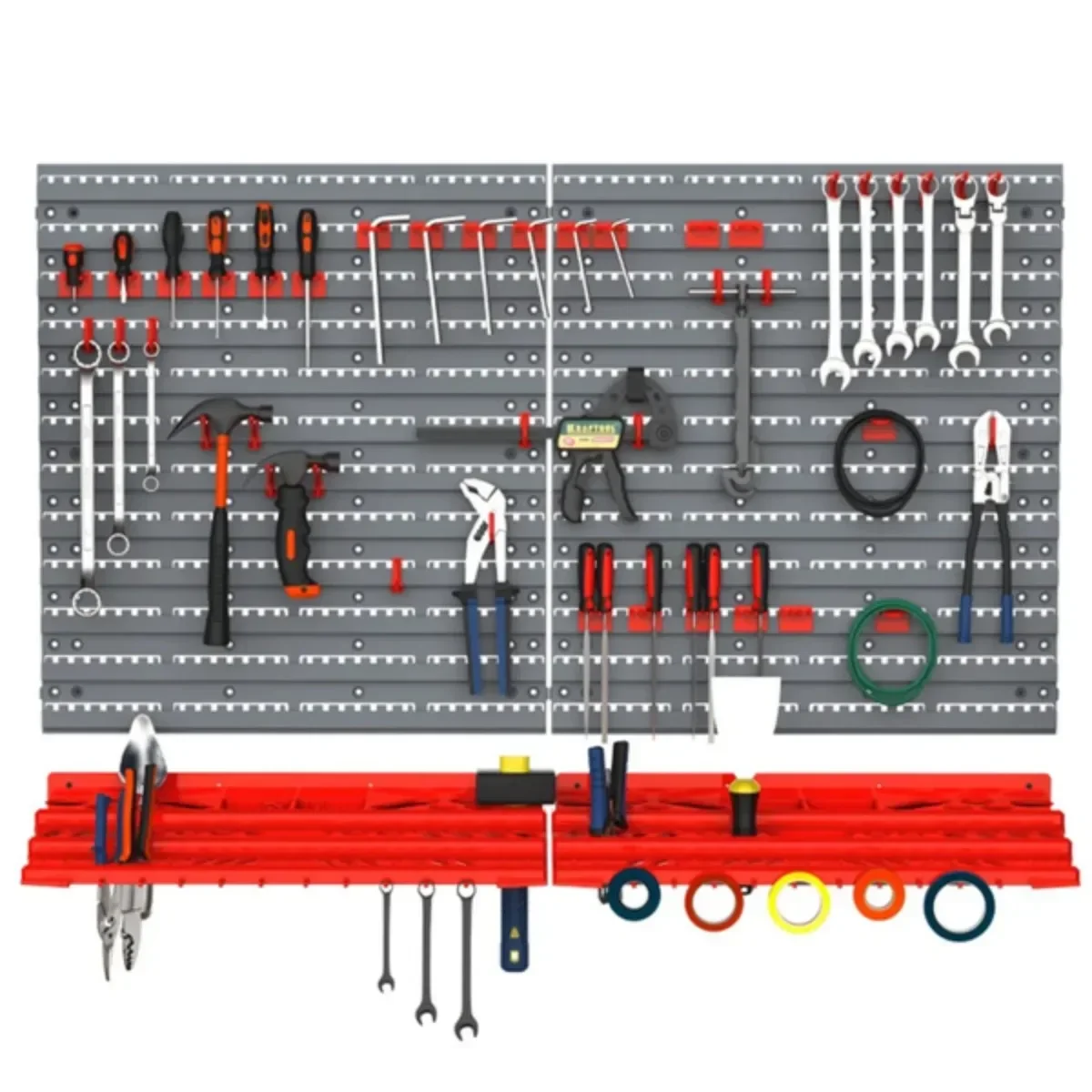 

Tool organizer with 50 Hooks Pegboard and Shelf Tool Organizer Wall Mounted DIY Storage Warehouse Shelfs Organizer
