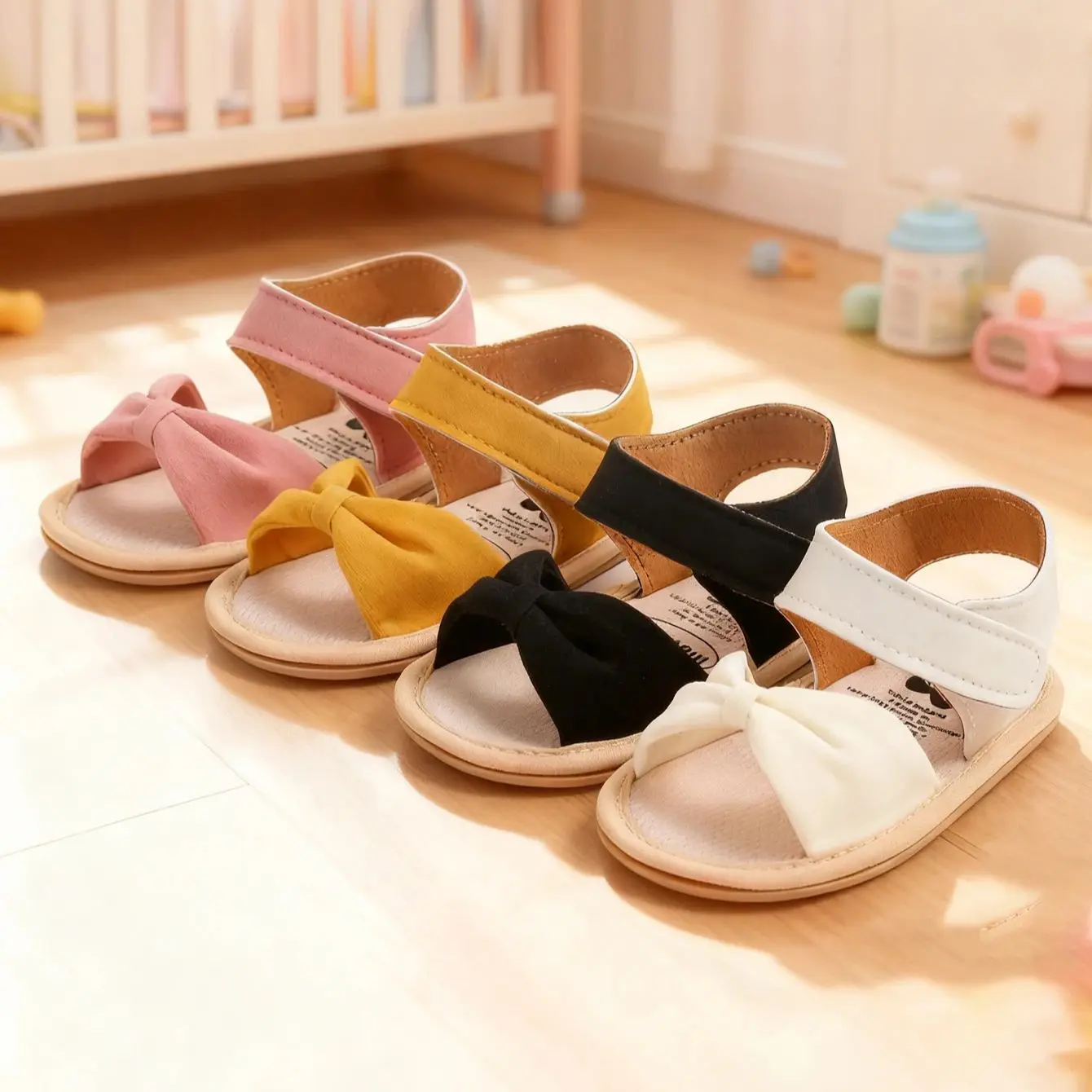 

Baby girl boy comfortable summer outdoor leisure beach shoes bow tie anti slip rubber sole can be worn from 0-18 months