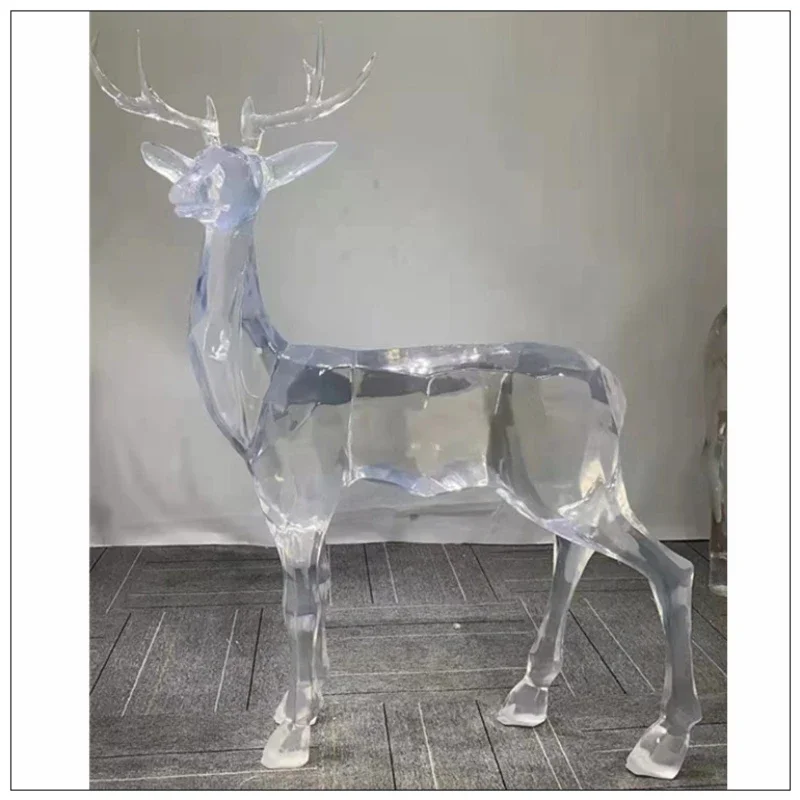 Transparent crystal handicraft sculpture customization Transparent resin ornaments for sale Hotel villa transparent animal deer