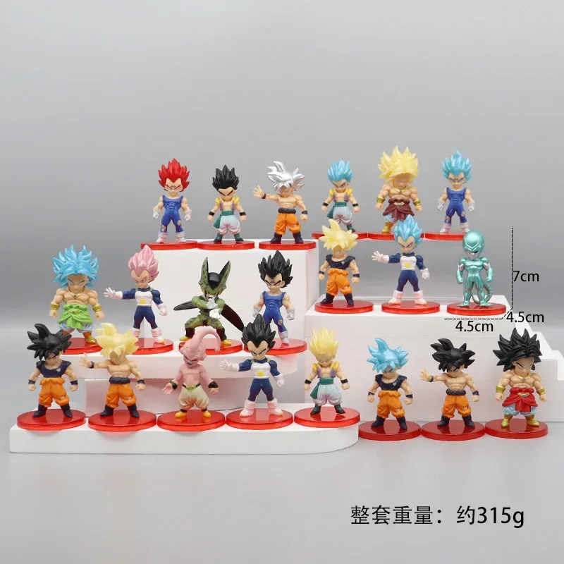 18-21PCS/SET Dragon Ball Z Figure Anime Q Version Trunks Super Saiyan Son Goten Action Figure Collectible Model Gifts Kids Toys