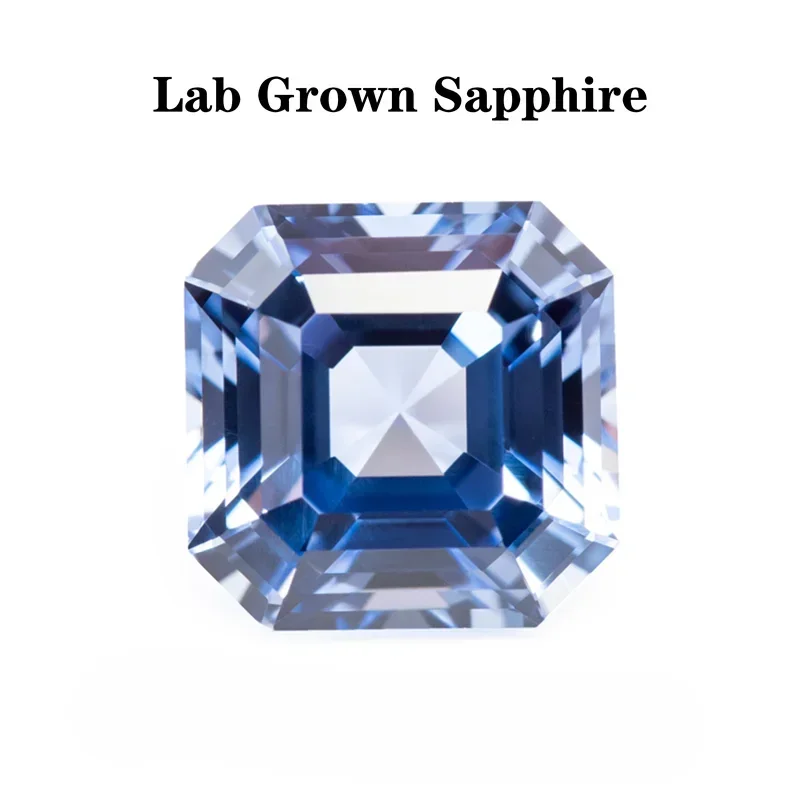 

Lab Grown Sapphire Cornflower Color Asscher VVS1 Shape Charms Extremely Shiny Gemstone DIY Ring Necklace Earrings Main Materials