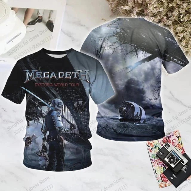 Hot Trend Megadeth 2026 World Tour 3D Print T-shirt Men Women Fashion Hip Hop Oversized Short Sleeve Tops Tee Men Clothing Album