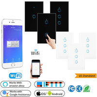 US AU 1/2/3 Gang Smart WiFi Switch Remote Control Glass Touch Panel Wall Switch Tuya / eWeLink App