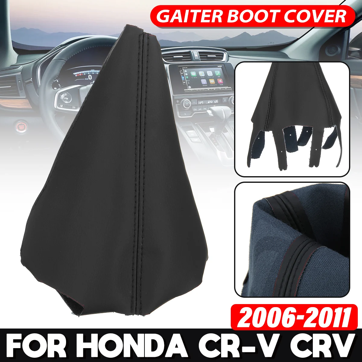 

Car Gear Shift Collars Covers PU Leather Gear Stick Shift Shifter Knob Cover Boot Gaiter For Honda CR-V CRV 2006-2011