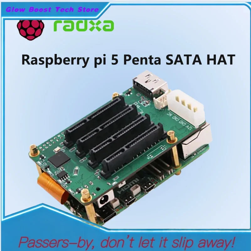 Glow Raspberry Pi 5 Penta - Chapéu de discos SATA até 5X