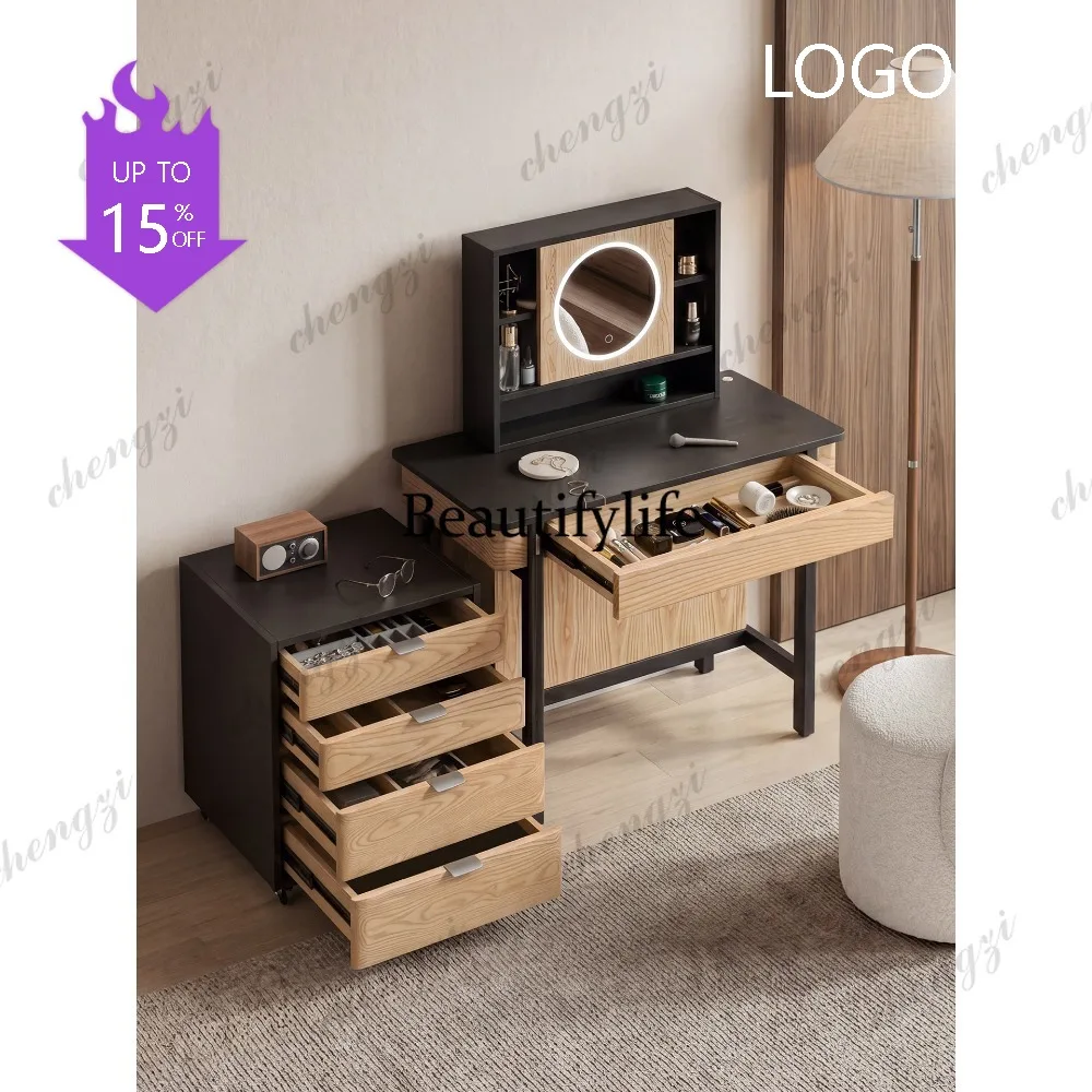 

C45 Makeup table, dresser, storage cabinet integrated, new solid wood small apartment mirror chest