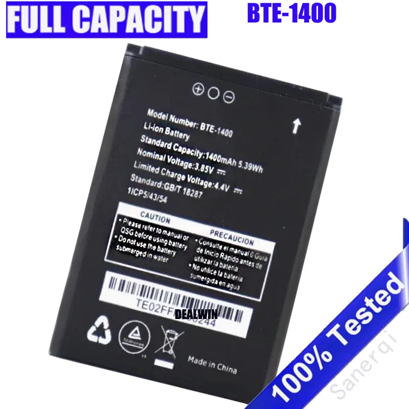 

BTE-1400 Аккумулятор полной емкости 1400 мАч 5,39 Втч 3,85 В 11CP5/43/54 ГБ/T 18287 Аккумулятор Bateria