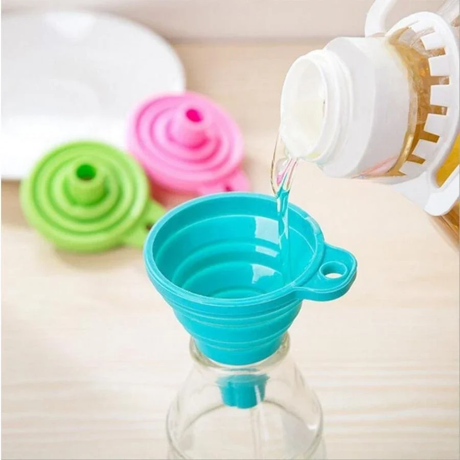 Silicone Funnel, Portable Collapsible Funnel for Filling Water Bottles, Liquid Transfers, Kitchen Gadgets Accessories