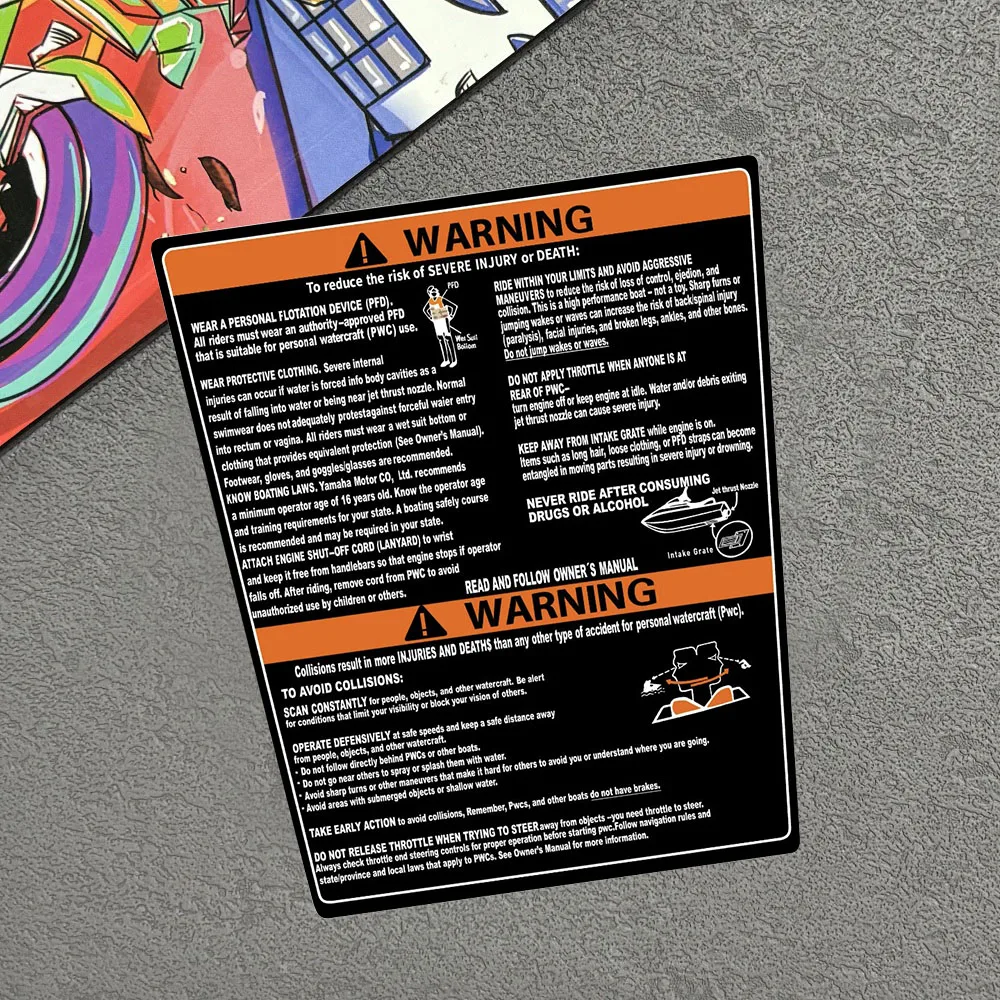 Pegatina de advertencia para motocicleta, moto acuática, embarcación modificada, WaveRunner, adecuada para Kawasaki Yamaha Jet Ski
