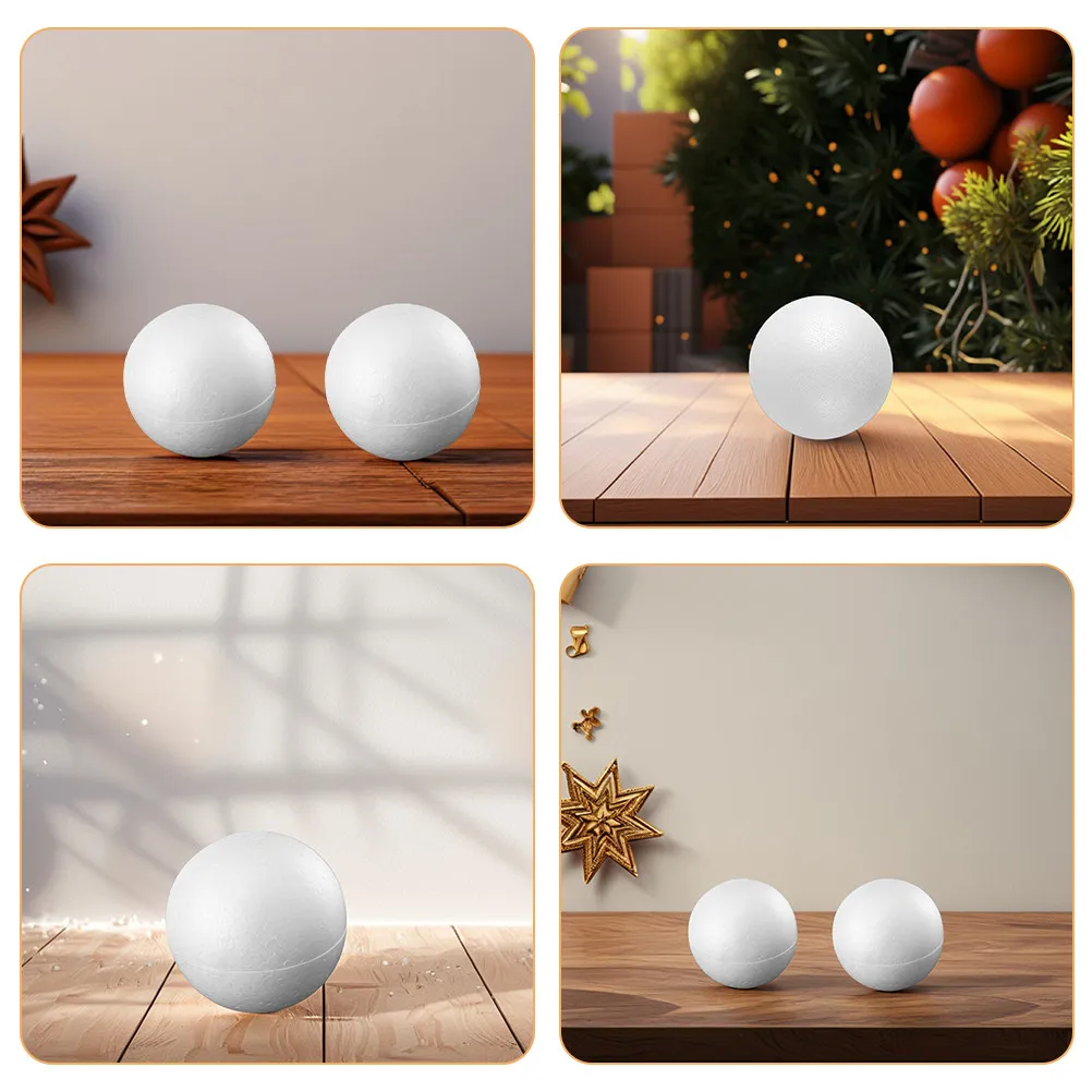 12pcs Blank Foam Round Ball For Diy Crafts Kindergarten Projects Creative Decoration Smooth Semicircle Mini Balls For view 3