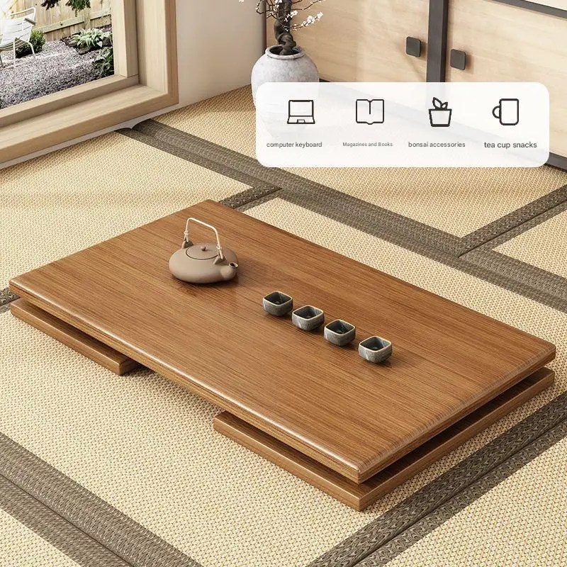 النمط الياباني الخيزران الخالص طاولة القهوة قابلة للطي الخشب الحقيقي حصير منخفضة الجلوس الكلمة حصيرة طاولة شاي صغيرة نافذة مقعد الجدول