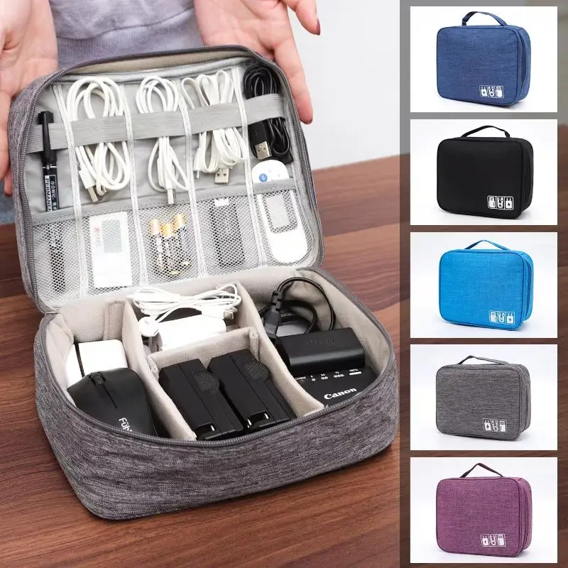 Multi Functional Portable Digital Storage Bag Data Cable Power Bank Earphones USB Flash Charger Travel Protective Case