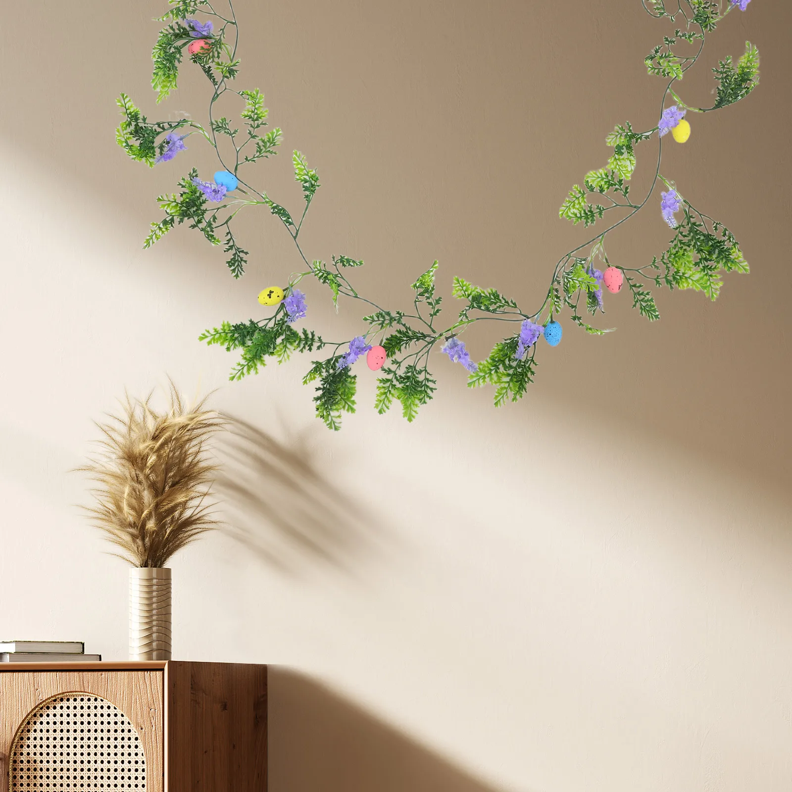 

Easter Egg Cane Artificial Greenery Vines Decoration 2M Faux Plants Hanging Wall Indoor Outdoor Home Bedroom