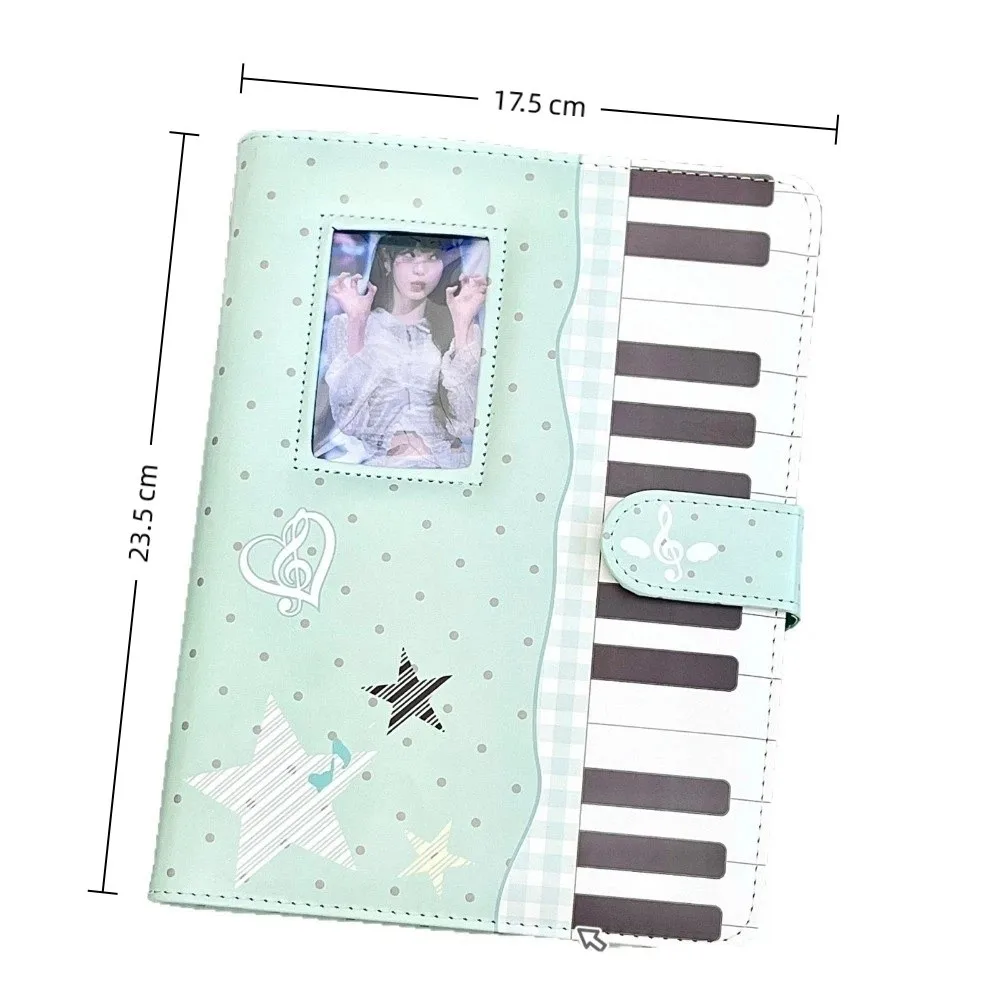 Ins Polka Dot Piano Binder Notebook a5 Loose Leaf Kpop Idol Photocards Holder Detachable PU Leather Photo Album School Journal view 6