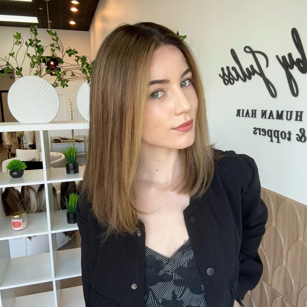 Chocolate Brown Highlights Blonde Wig 2025 Summer Wigs Synthetic FIbre Straight Short Bob Wig Wear&Go Realistic Look for Women