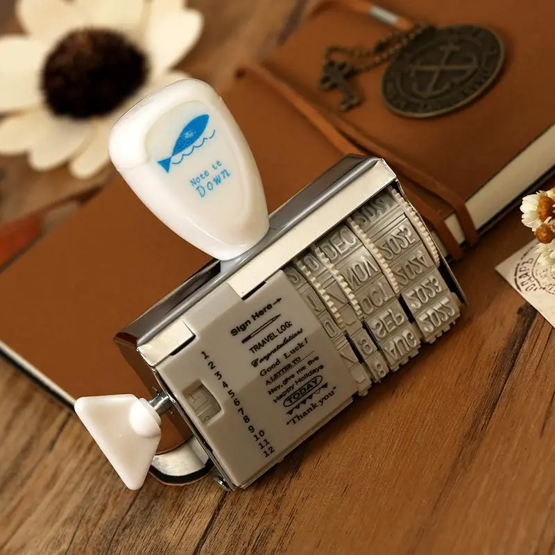 1PC Roller Date and Letters Stamp DIY Handle Digital Diary Rubber for Craft Planner Scrapbooking