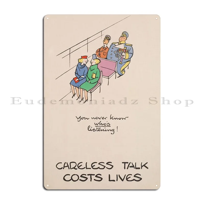 Careless Talk Costs Lives Metal Plaque Poster Pub Create Kitchen Garage Bar Tin Sign Poster