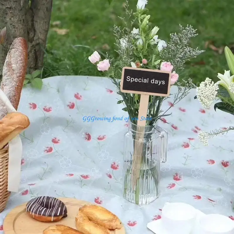 

H9EB 20Pcs/pack Mini Chalkboard Garden Stakes Label T-Type Label for Garden Plant Labels Black Board Markers Plant Signs
