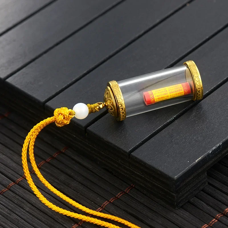 Glass Perfume Bottle Necklace DIY Aromatherapy Essential Oil Flask Tangka Gawu Box Pendant Religious Wish Amulet Jewelry