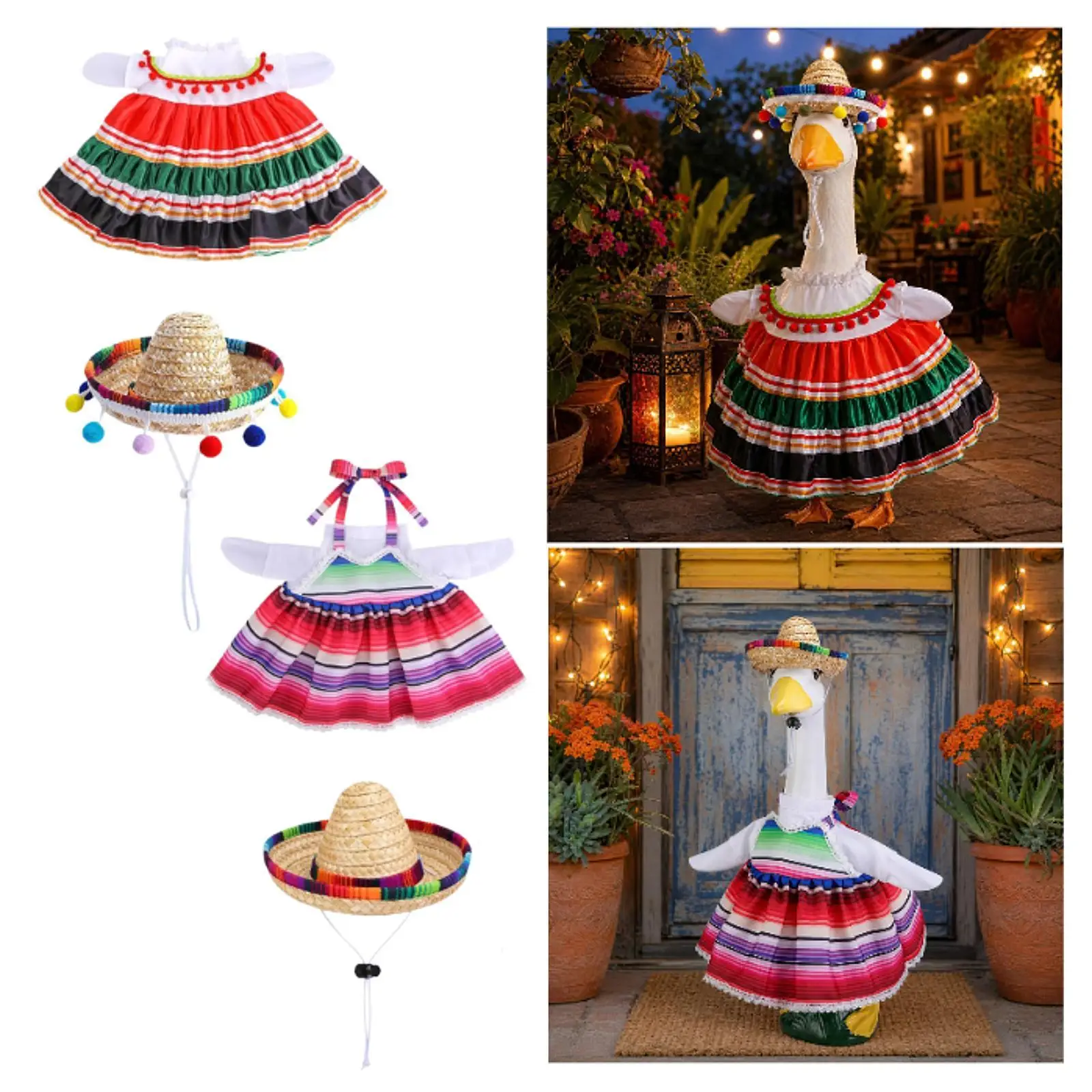 

Decorative Seasonal Holiday Costume, Mexican Sombrero Lawn Goose Clothing Costume for Holiday Decorative