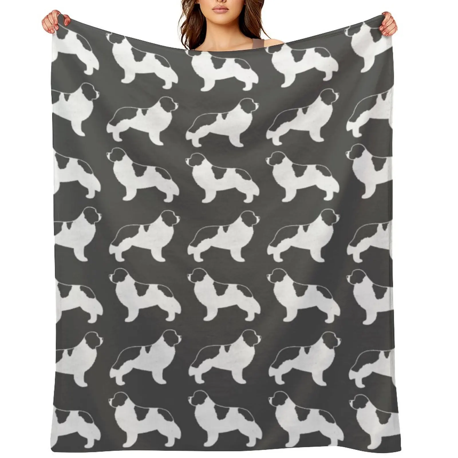 

Newfoundland Landseer Dog Breed Silhouette(s) Throw Blanket Decorative Beds Luxury Throw wednesday Weighted Blankets