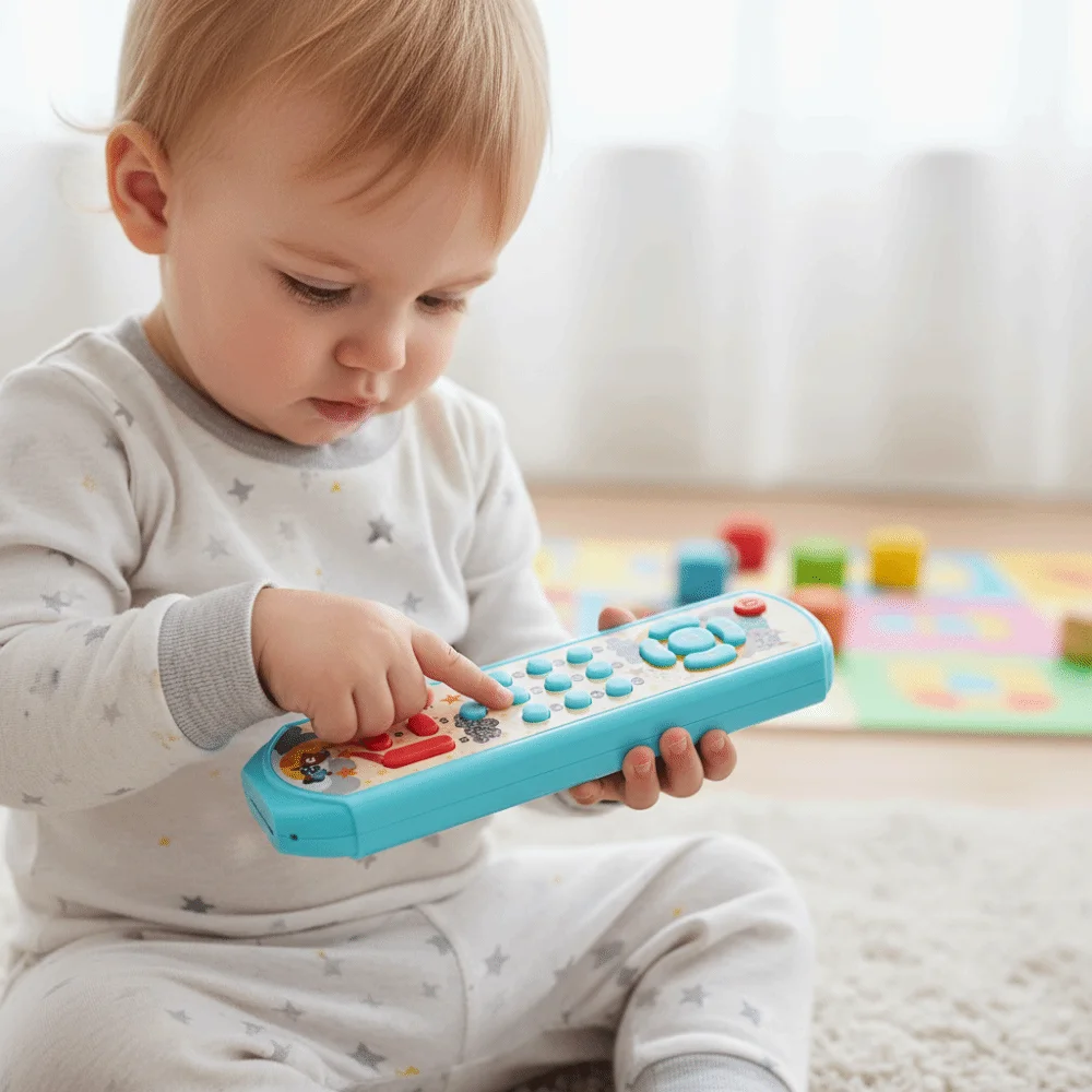 Jouets musicaux pour bébé, son et lumière, développement sensoriel en plastique, jouet télécommandé interactif, jouet d'apprentissage pour bébé en trois langues