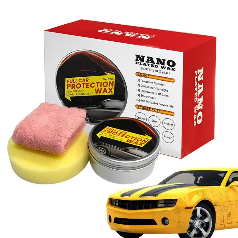 

Car Wax Shine & Protection Set For Car Paint Solid Car Wax For Clean Polish Scratches Prevention Tools With Microfiber Towel