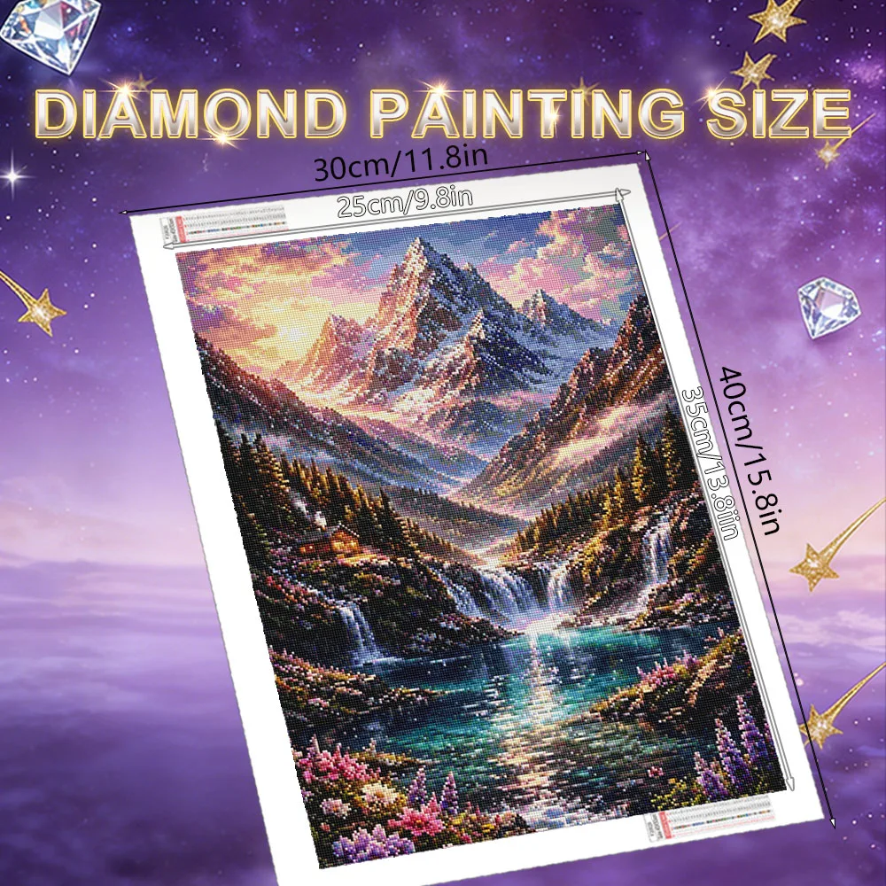 HUACAN Diamond Painting 5D Mountain Landscape Waterfall Mosaic 5d Diy Handmade Arts Full Kits Square Round Gift Home Decor