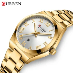 CURREN 9095 Elegant Women's Quartz Watch Simple Calendar Luminous Stainless Steel Strap Waterproof Casual Luxury Ladies Watches