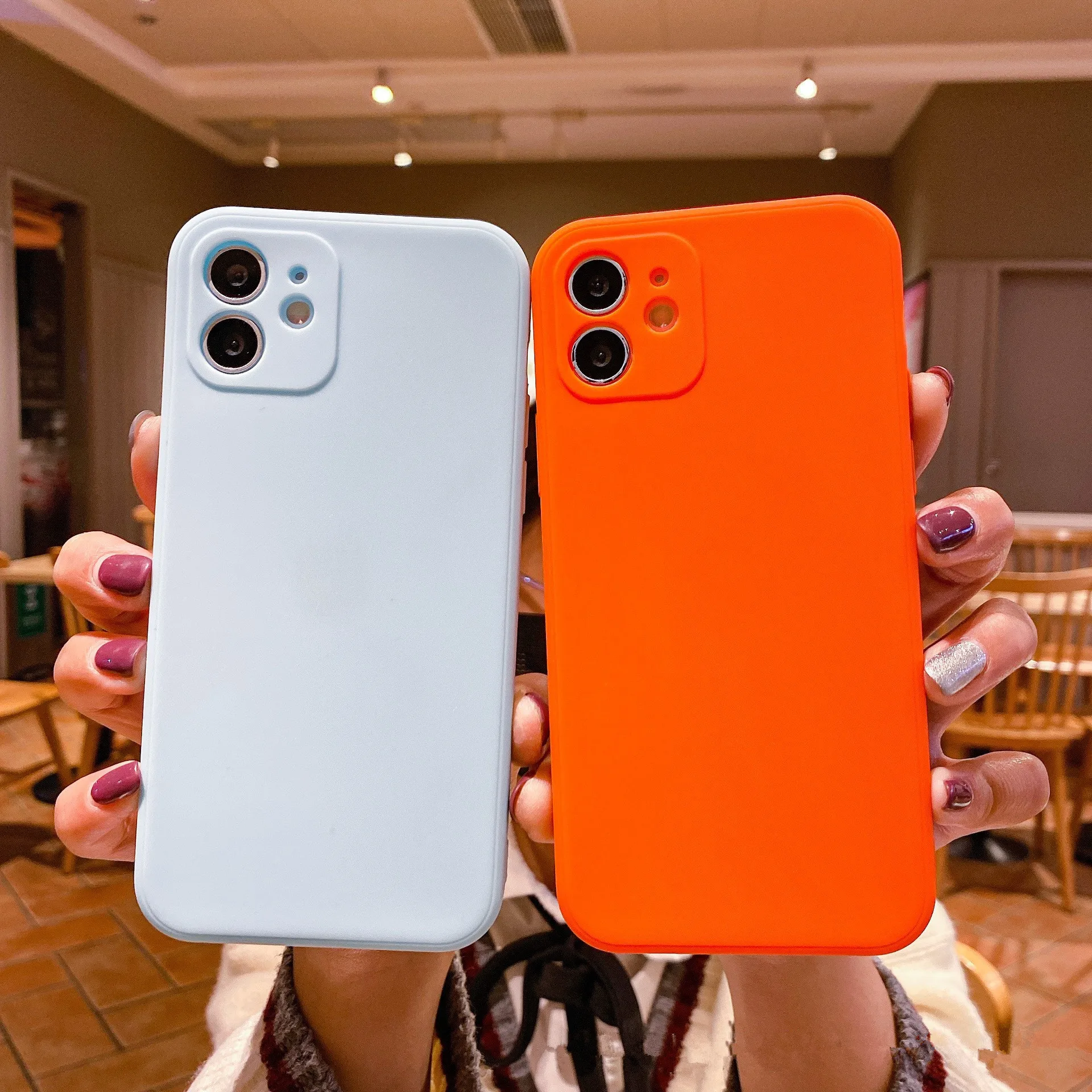 Luxury Candy Silicon Globe Phone Case for iPhone 11 12 13 Pro Max Plus square solid color mobile phone case for mini xs xr 7 8