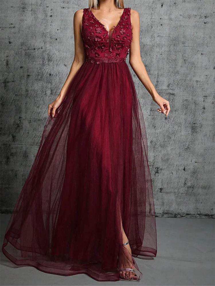 

Elegant Tulle V-Neck Appliquins A-Line Mother Of Bride Wedding Dresses Bridal Gowns Customized