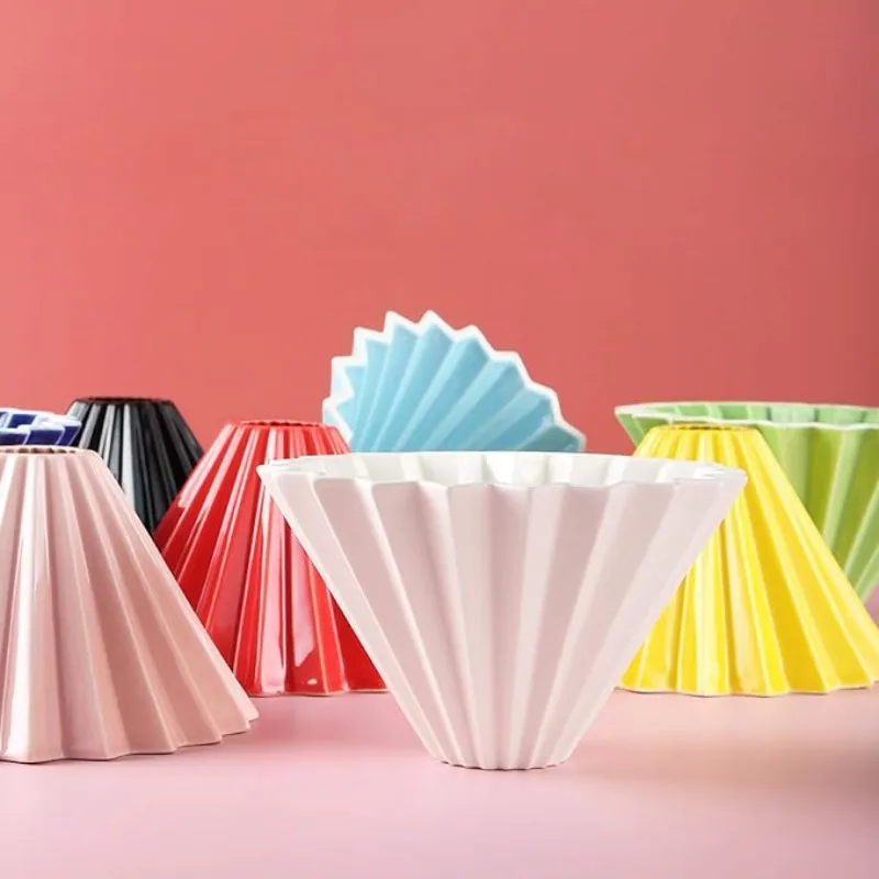 Coffee Filter, Ceramic Origami Style, Multi Color Minimalist Design, Suitable For Daily Home And Coffee Shops