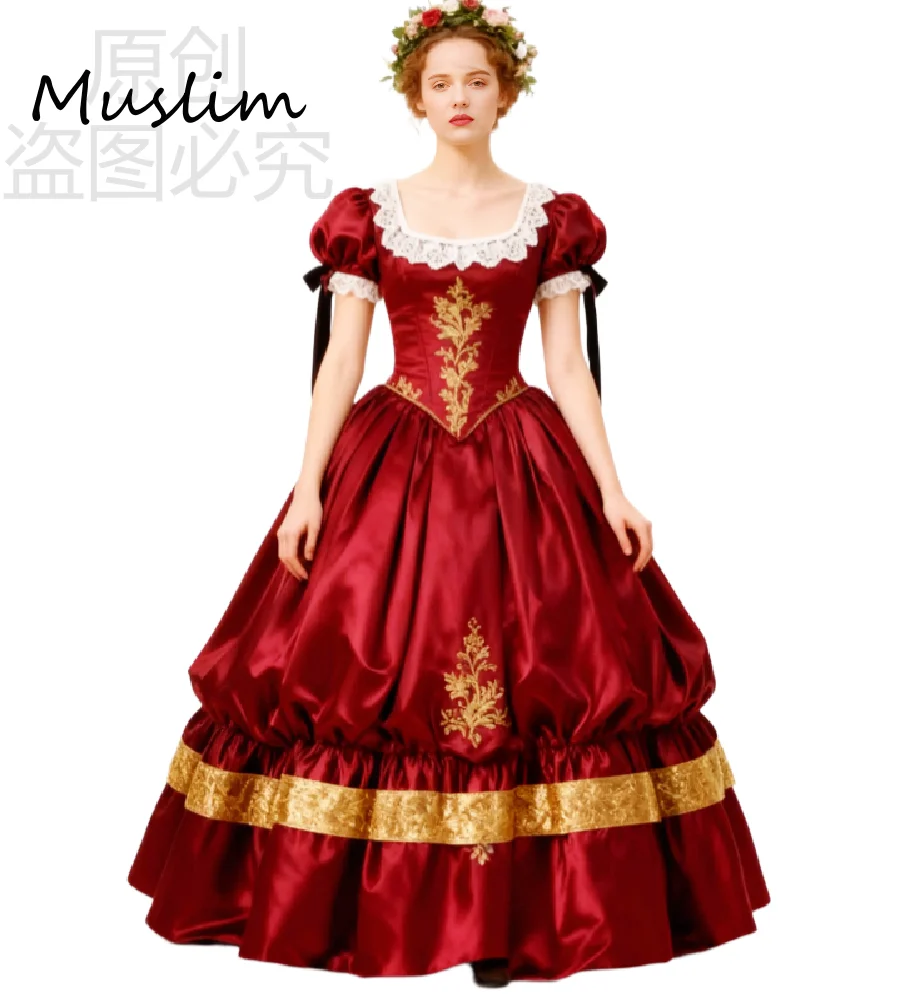 Courtly Queen Tudor Avondjurk Korte Mouw Gouden Kant Victoriaanse Galajurk Een Lijn Plooi Keltische Formele Gelegenheid Feestjurken