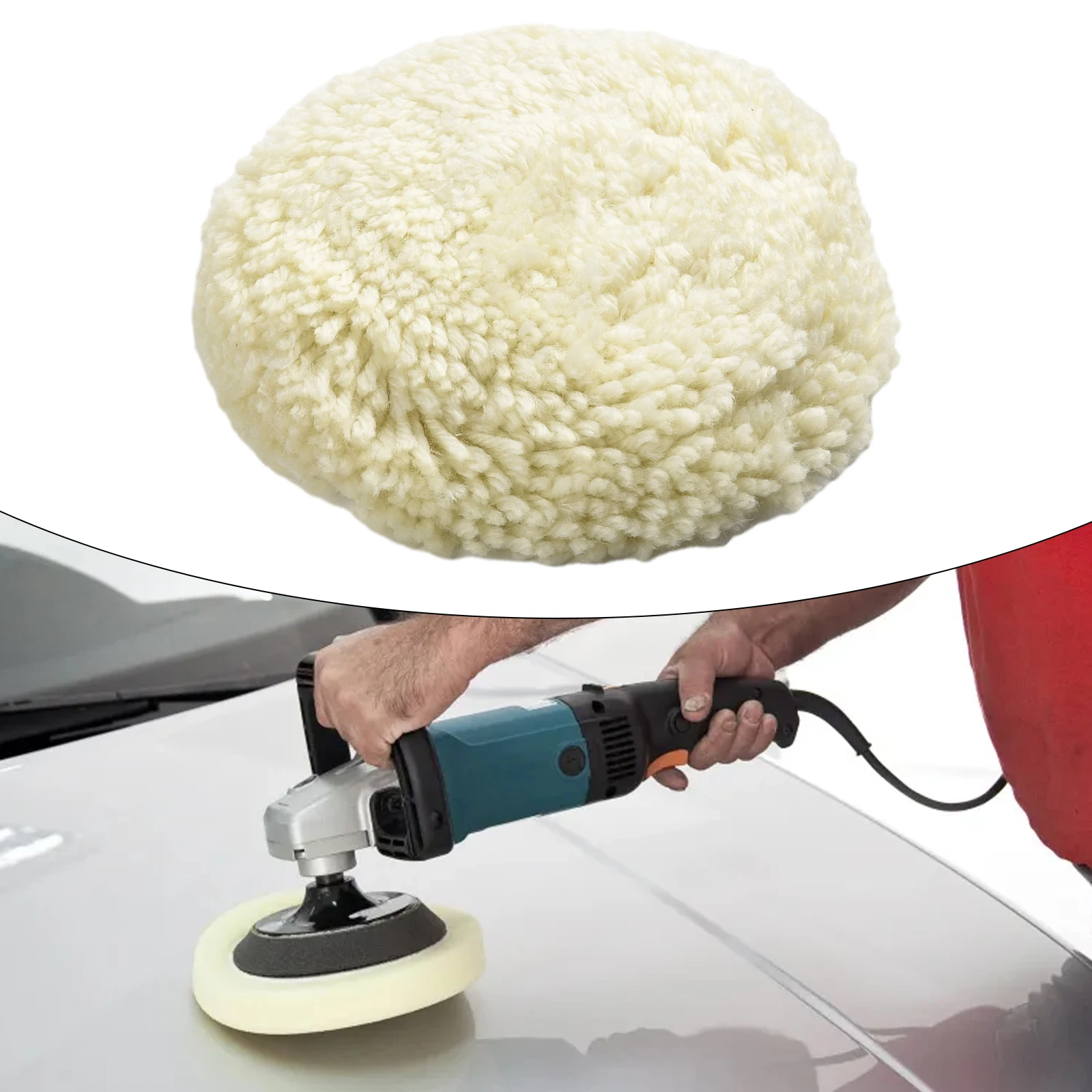 1Pc 7 In 100% Wool Polishing  Pad Double Sided Hook & Loop  For Compound  Cutting & Buffing Auto Marine Trucks Car Repair Tools