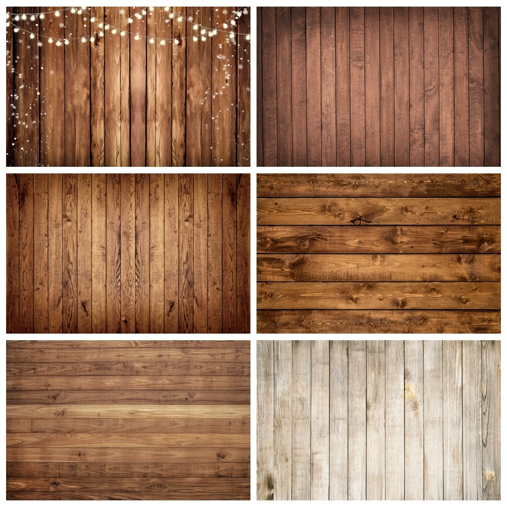 Rustic Brown Wooden Background for Photography Retro Wood Board Wedding Baby Shower Birthday Kids Portrait Pet Photo Background