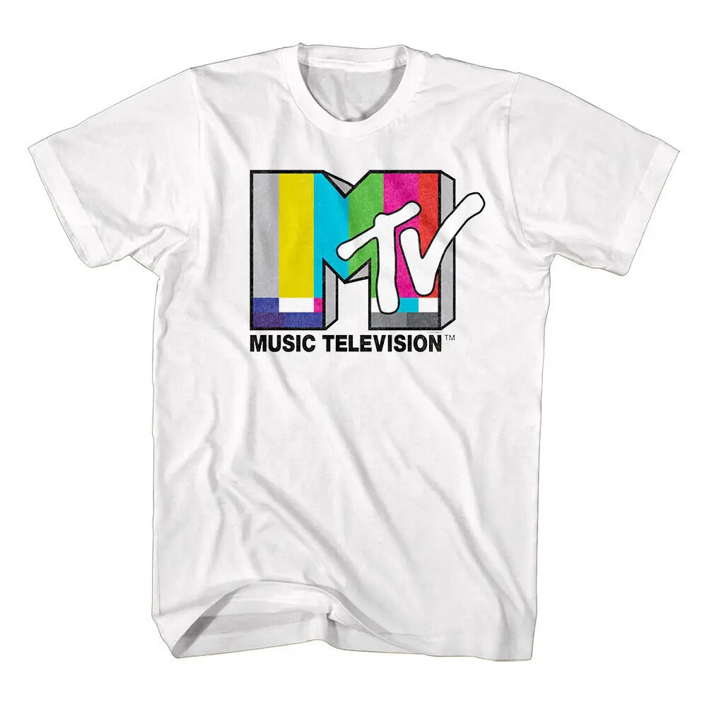 Mtv Logo Static Men'S T Shirt Red Blue Green Yellow American Music Television