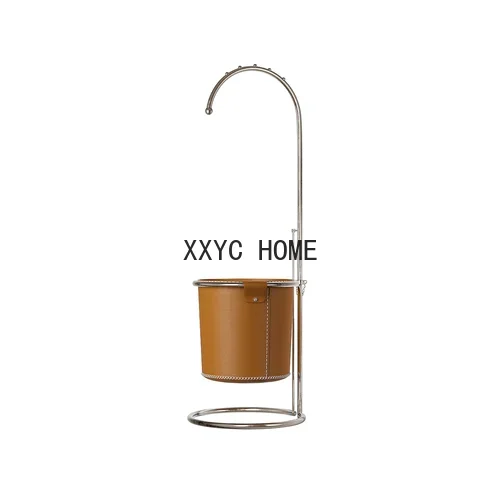 Simple Leather Bucket Coat Rack Retractable Metal Clothes Hanger Clothes Rack