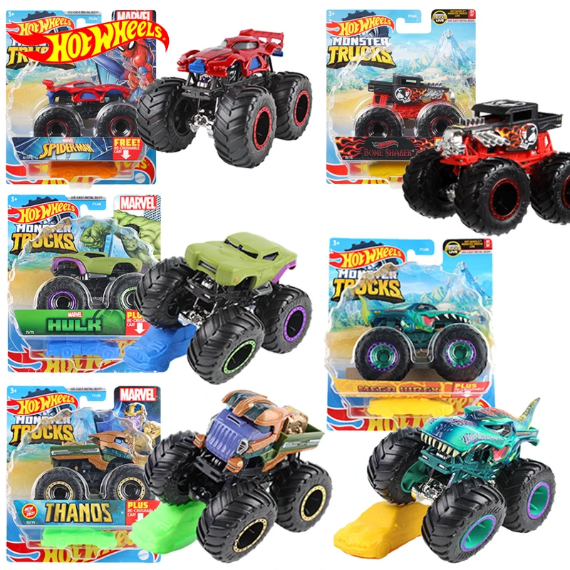 

Original Hot Wheels Car Monster Truck Diecast 1/64 Voiture Plus Crushable Car Shark Wreak Kid Boy Toy for Children Birthday Gift