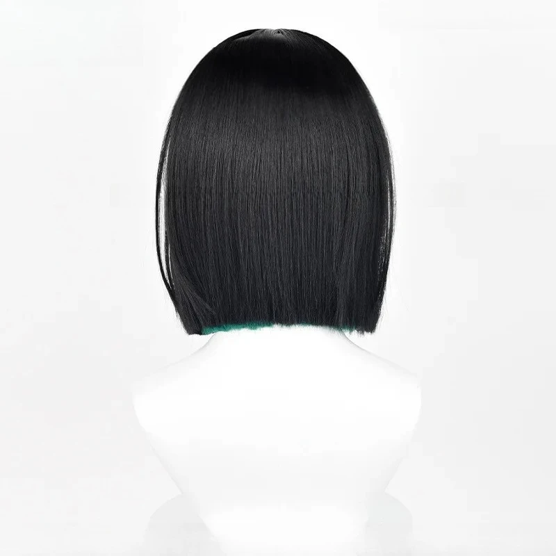 Parrucca cosplay Anime Alien Stage Sua 30 cm Parrucche miste nere verdi Accessori per capelli sintetici resistenti al calore Parrucche per donne di Halloween