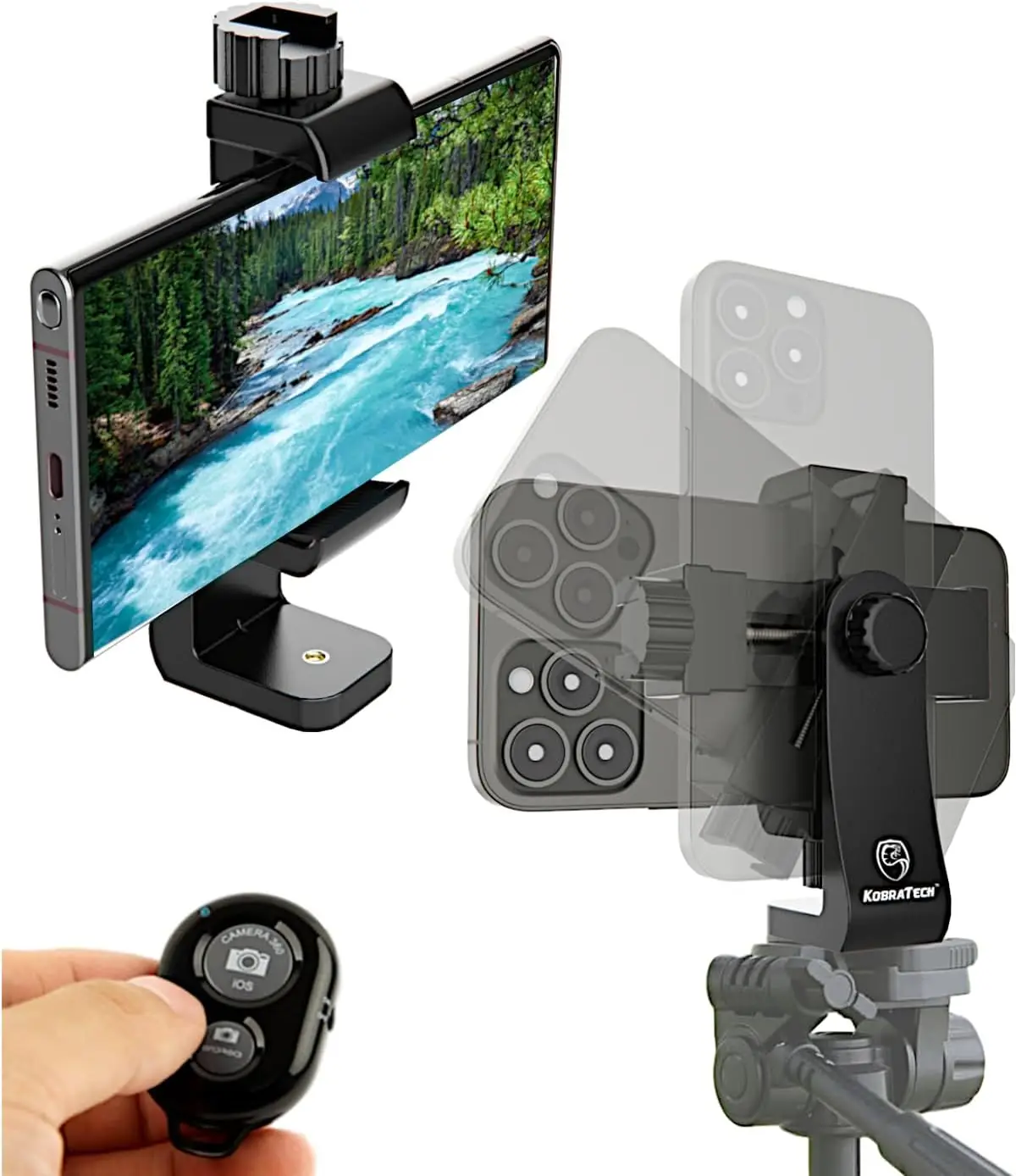 

Universal Smartphone Tripod Mount with Bluetooth Remote Shutter - 360 Rotation for Photos and Videos
