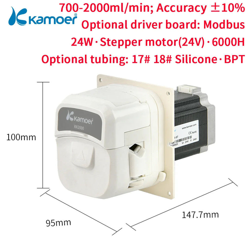 

Kamoer 700-2000ml/min KK2000 24V DIY High Flow Peristaltic Pump Self-priming Pump for Laboratory Dosing Pump with Stepper Motor