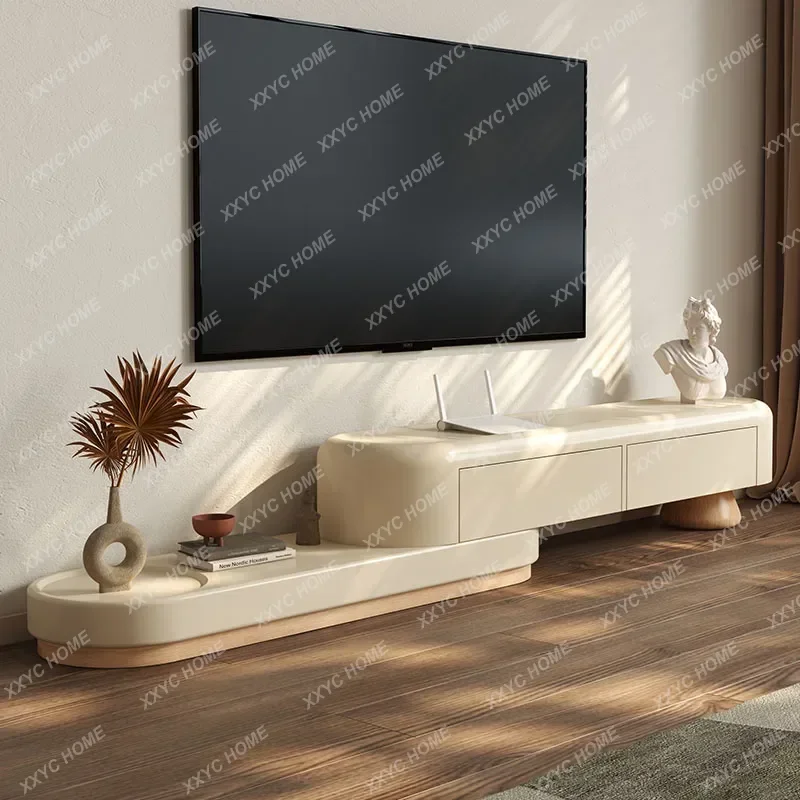 XXHigh-End  Cream Style Solid Wood Extendable TV Stand Floor Wall-Mounted Socket Cover Living Room