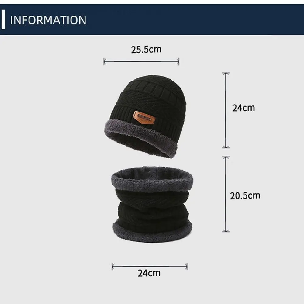 أزياء محبوك قبعة وشاح مجموعة سميكة يندبروف وشاح للرقبة الرقبة أدفأ قبعة مجموعة في الهواء الطلق #6