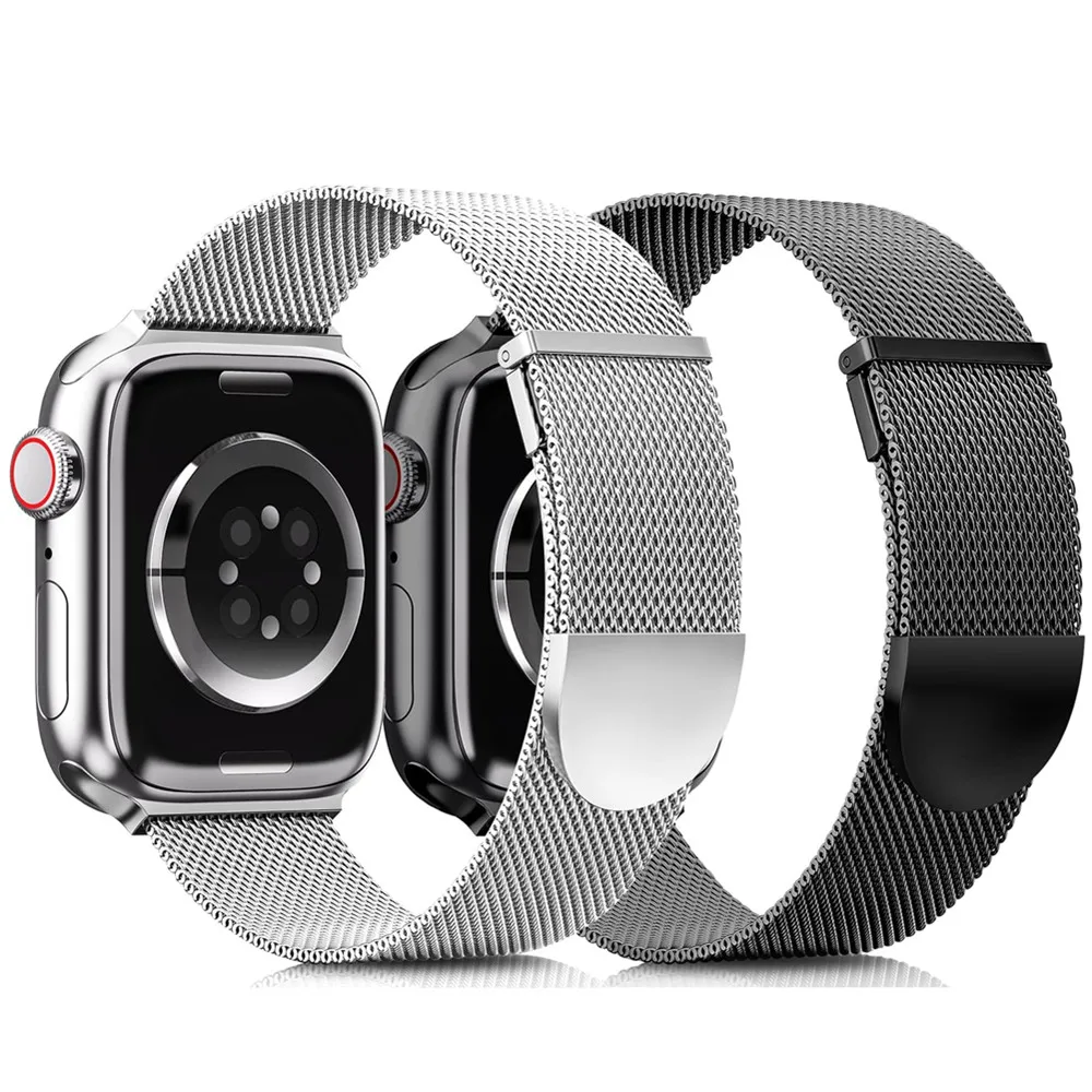 Magnetisches Armband aus Edelstahl für Apple Watch 38/40/41/42/44/45/46/49 mm, Mesh-Armband für iWatch Series 12 11 10 9 8 7 SE 6 5
