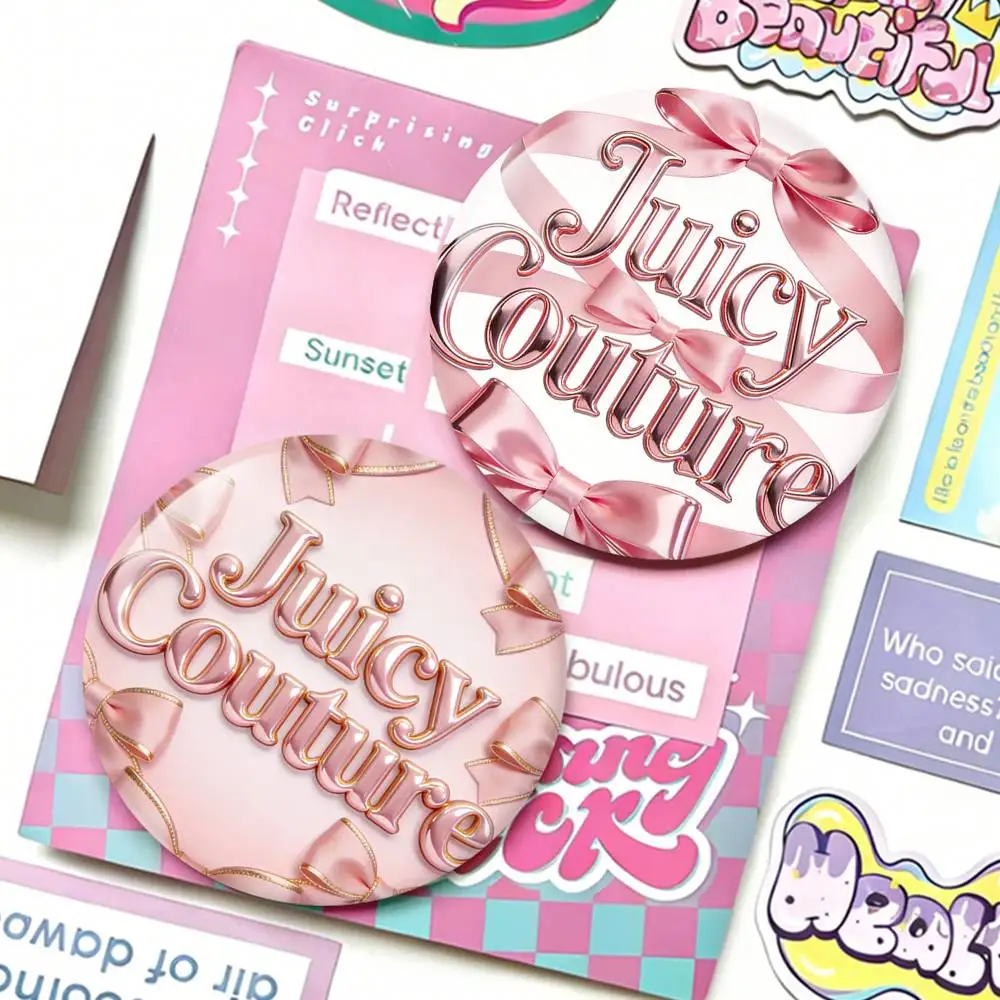 

J-Juicy Couture Pink Art Laser Badge Creative Pins Brooch for Bag Clothes Hat Decor Gifts Fans Collect