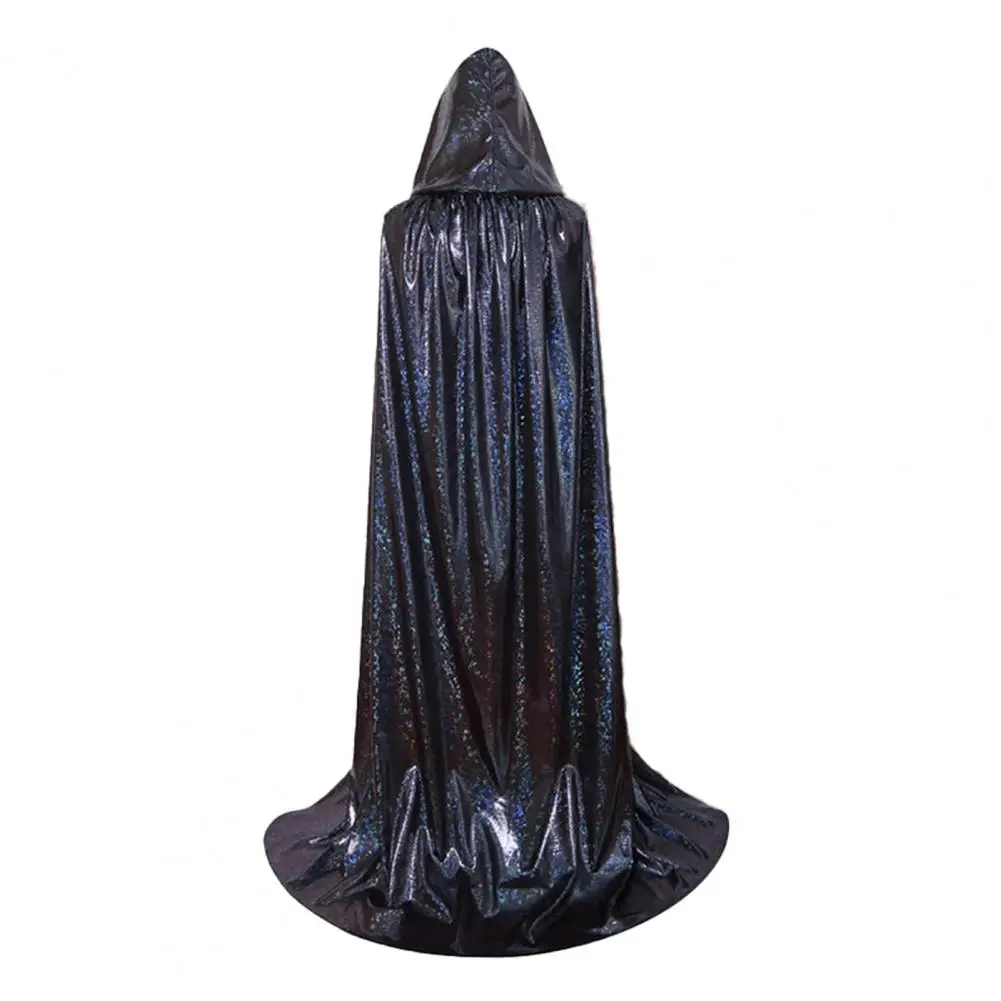 Hood Costume Cape Shiny Hooded Cape Full Length Sparkly Cloak Unisex Glitter Robe for Halloween Mardi Gras Masquerade Party