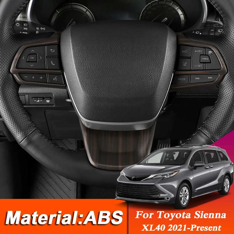 3pcs For Toyota Sienna XL40 2021-Present ABS Car Styling Internal Steering Wheel Panel Sequin Sticker Frame Auto Accessory