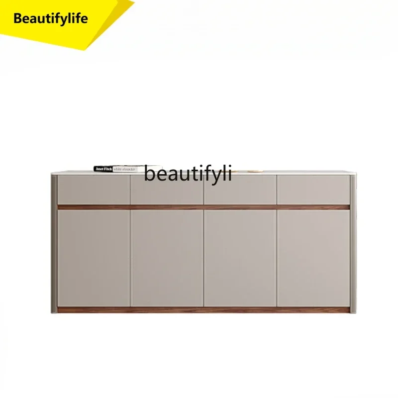 Q181  Minimalist saddle leather dining side cabinet living room storage cabinet solid wood porch partition locker